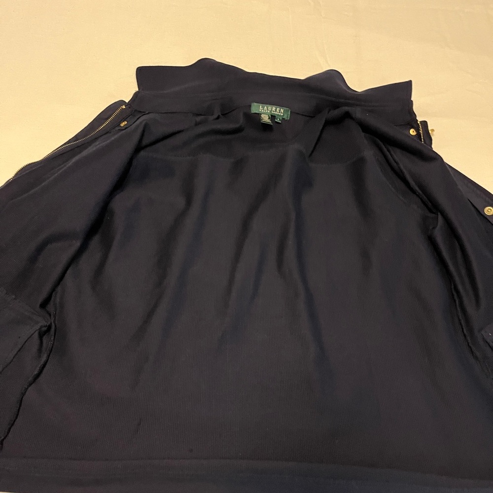 Lauren Ralph Lauren Women’s SZ Large Blue Cotton Jacket Zipper/ Snap W/ Pockets - Picture 11 of 13